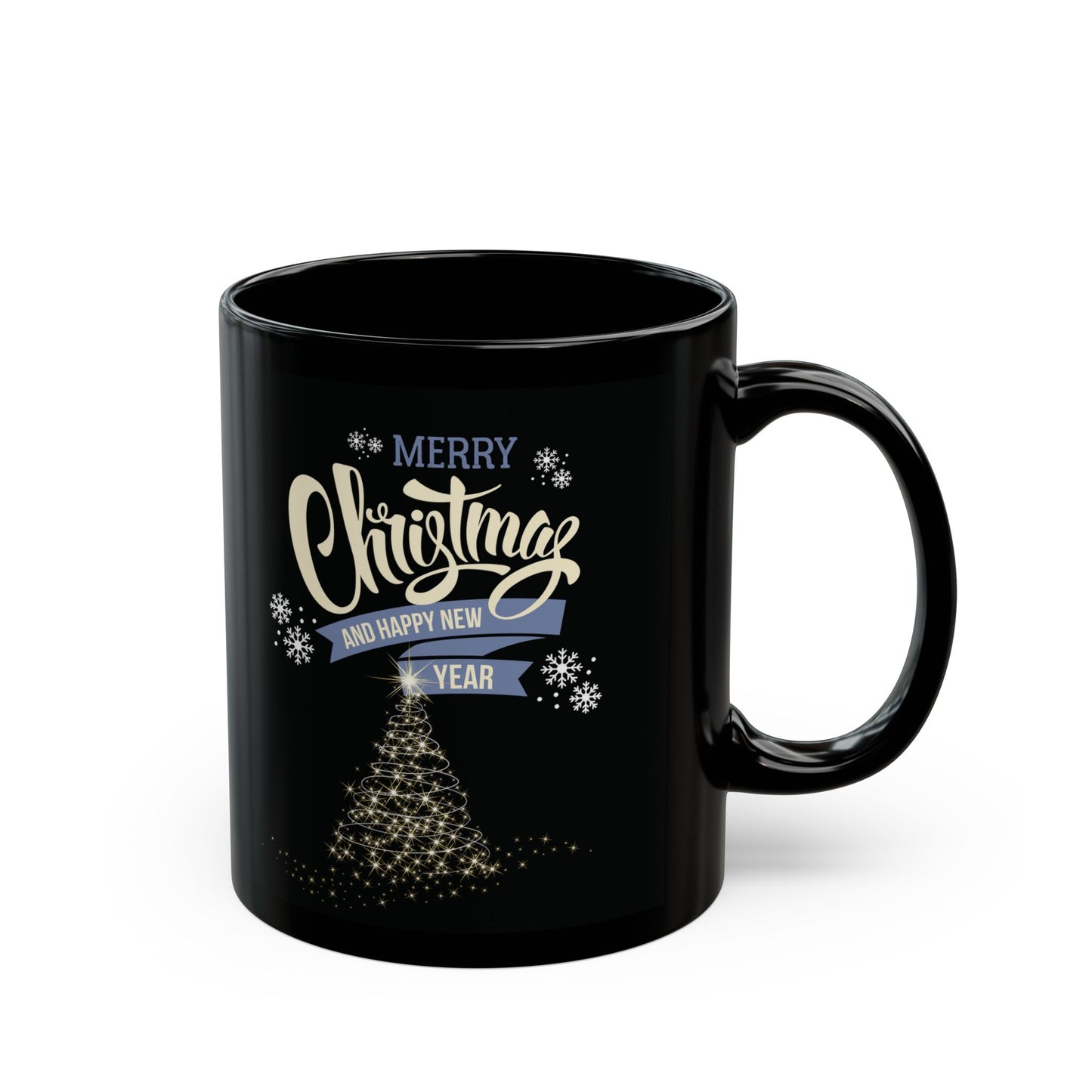 Merry Christmas and Happy New Year Black Mug (11oz)