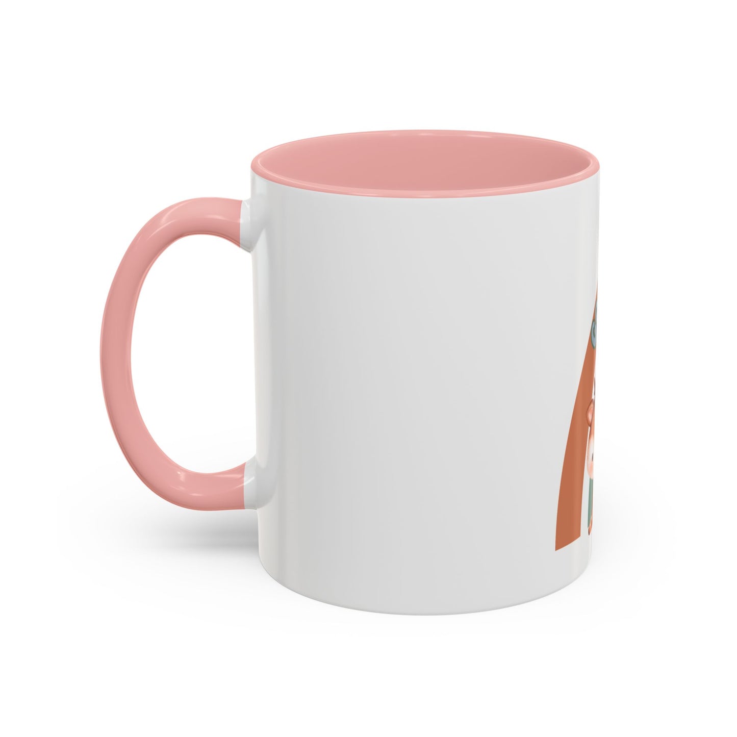 "Good Vibes with Friends" Accent Coffee or Tea Mug (11oz) with Pink Handle