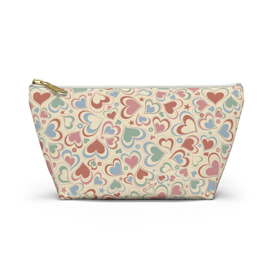 Retro Hearts Zipper Pouch