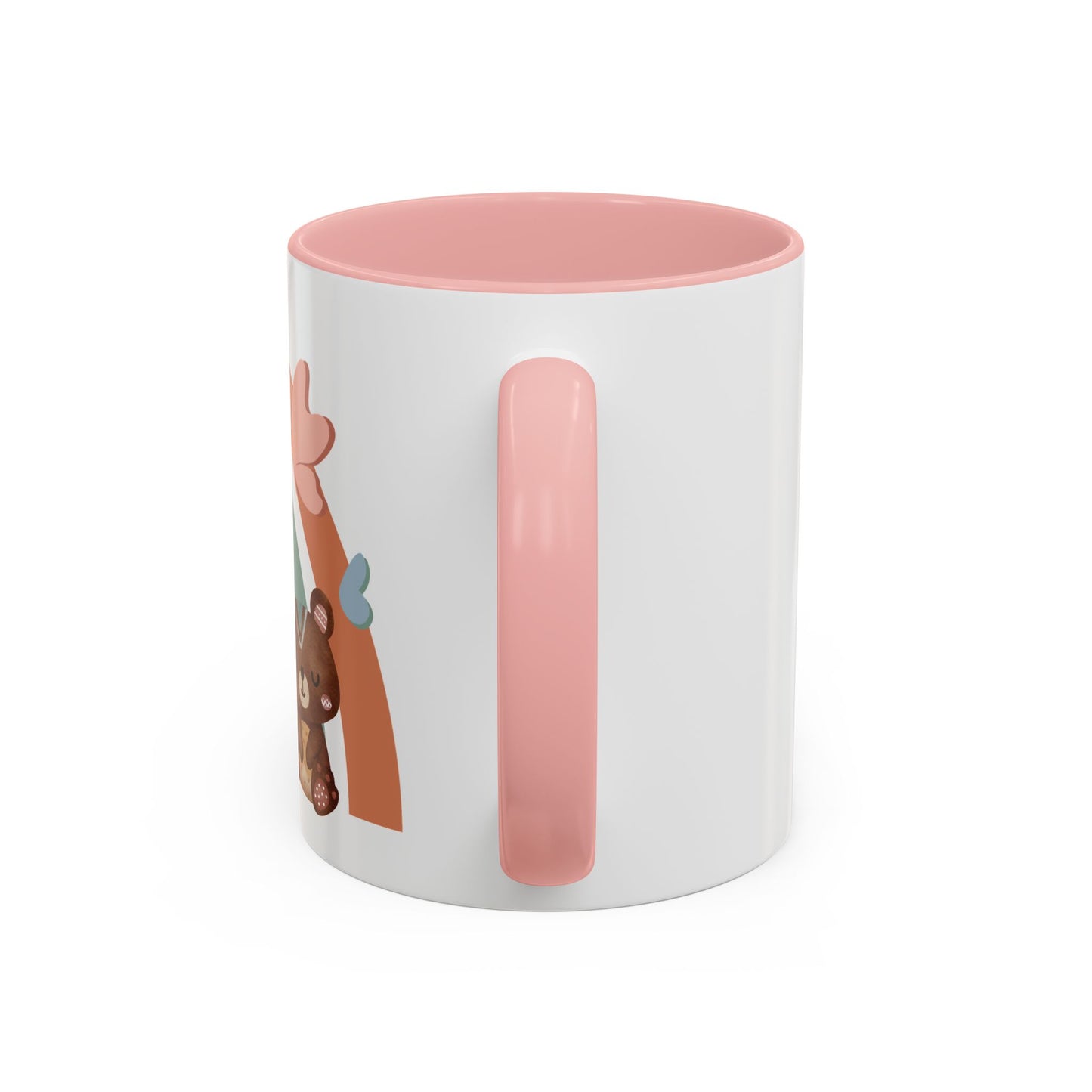 "Good Vibes with Friends" Accent Coffee or Tea Mug (11oz) with Pink Handle